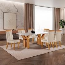 Conjunto de Jantar Mesa Miami Tampo Mdf e Vidro com 6 Cadeiras Florença Yescasa Conjunto de Jantar Mesa Miami Tampo Mdf e Vidro com 6 Cadeiras Florença Yescasa