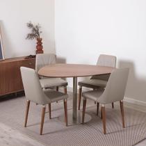 Conjunto de Jantar Mesa Orgânica Kalyx 4 Cadeiras Lara - Champanhe c/ Canella - Fendi Conjunto de Jantar Mesa Orgânica Kalyx 4 Cadeiras Lara - Champanhe c/ Canella - Fendi