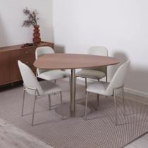 Conjunto de Jantar Mesa Orgânica Kalyx 4 Cadeiras Lucille - Champanhe c/ Canella - Off White Conjunto de Jantar Mesa Orgânica Kalyx 4 Cadeiras Lucille - Champanhe c/ Canella - Off White