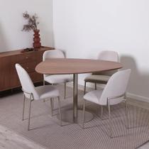 Conjunto de Jantar Mesa Orgânica Kalyx 4 Cadeiras Lucille - Champanhe c/ Canella - Palha Conjunto de Jantar Mesa Orgânica Kalyx 4 Cadeiras Lucille - Champanhe c/ Canella - Palha