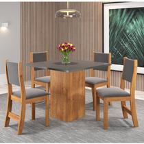 Conjunto de Jantar Mesa Quadrada Liric com 4 Cadeiras Sol Mel/Cinza/Grafite - Viero