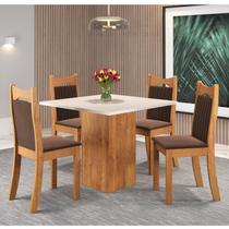 Conjunto de Jantar Mesa Quadrada Olimpia com 4 Cadeiras Dalas