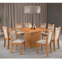 Conjunto de Jantar Mesa Quadrada Panama com 8 Cadeiras Dalas Mel/Marfim