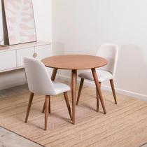 Conjunto de Jantar Mesa Redonda Ollie 2 Cadeiras New Drop - Natural c/ Bege