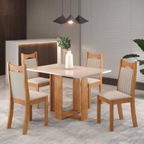 Conjunto de Jantar Mesa Retangular Ananda com 4 Cadeiras Dalas Mel/Blonde/Marfim