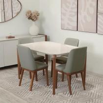 Conjunto de Jantar Mesa Retangular com Vidro Donatella 4 Cadeiras Kalina - Natural c/ Carbono Conjunto de Jantar Mesa Retangular com Vidro Donatella 4 Cadeiras Kalina - Natural c/ Carbono