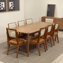 Conjunto de Jantar Mesa Retangular Harmony 8 Cadeiras Saga - Natural c/ Caramelo Conjunto de Jantar Mesa Retangular Harmony 8 Cadeiras Saga - Natural c/ Caramelo