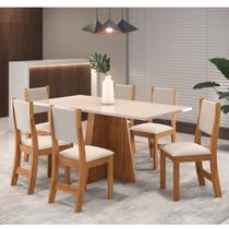 Conjunto de Jantar Mesa Retangular Jacarta com 6 Cadeiras Sol Mel/Blonde/Marfim