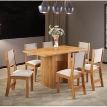 Conjunto de Jantar Mesa Retangular Piemonte com 6 Cadeiras Sol Mel/Marfim