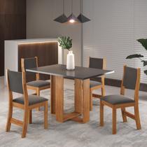 Conjunto de Jantar Mesa Retangular Romantic com 4 Cadeiras Sol Mel/Cinza Brilho/Grafite
