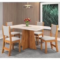 Conjunto de Jantar Mesa Retangular Sense com 4 Cadeiras Sol Bege/Mel/Blonde/Marfim Conjunto de Jantar Mesa Retangular Sense com 4 Cadeiras Sol Bege/Mel/Blonde/Marfim
