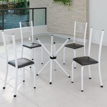 Conjunto de Jantar Mesa Tampo Redondo de Vidro Incolor com 4 Cadeiras Sara Yescasa Conjunto de Jantar Mesa Tampo Redondo de Vidro Incolor com 4 Cadeiras Sara Yescasa