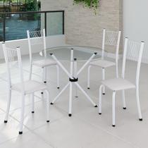Conjunto de Jantar Mesa Tampo Redondo de Vidro Incolor com 4 Cadeiras Sara Yescasa Conjunto de Jantar Mesa Tampo Redondo de Vidro Incolor com 4 Cadeiras Sara Yescasa