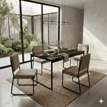 Conjunto de Jantar Nero Industrial 110x70 cm com Cadeiras SAKI KLM Store Conjunto de Jantar Nero Industrial 110x70 cm com Cadeiras SAKI KLM Store