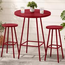 Conjunto de Jantar para Área Externa Best Choice em Altura de Balcão, Aço, Vermelho Conjunto de Jantar para Área Externa Best Choice em Altura de Balcão, Aço, Vermelho