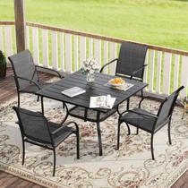 Conjunto de Jantar para Área Externa VICLLAX, 5 Peças, Mesa Quadrada, Cadeiras Cinza Conjunto de Jantar para Área Externa VICLLAX, 5 Peças, Mesa Quadrada, Cadeiras Cinza