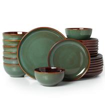 Conjunto de jantar Pokini 24 peças verde sálvia resistente