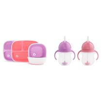 Conjunto de jantar + Trainer Cup Munchkin Splash 4 peças rosa/roxo