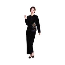 Conjunto De Jaqueta De Veludo plus Size Para Mulheres Com Bordado Vintage E Calças, 2 Peças Conjunto De Jaqueta De Veludo plus Size Para Mulheres Com Bordado Vintage E Calças, 2 Peças
