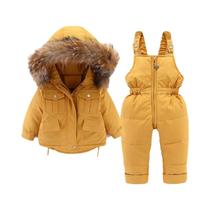 Conjunto De Jaqueta E Macacão De Inverno Para Meninas E Meninos, Acolchoado E Quente, Com Gola De Conjunto De Jaqueta E Macacão De Inverno Para Meninas E Meninos, Acolchoado E Quente, Com Gola De