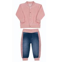 Conjunto de Jaqueta Plush Com Calça Jeans Paraíso Conjunto de Jaqueta Plush Com Calça Jeans Paraíso