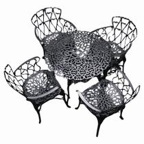 Conjunto de Jardim 4 Poltronas Viena 1 Mesa Alumínio Fundido Piscina - Várias Cores