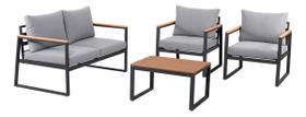 Conjunto De Jardim Aco Cinza 4 Pecas Sofa Poltrona Mesa Conjunto De Jardim Aco Cinza 4 Pecas Sofa Poltrona Mesa