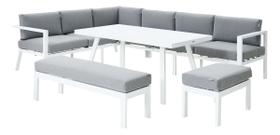 Conjunto De Jardim Aluminio Cinza 10 Lugares Sofa Banco Mesa