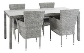 Conjunto De Jardim Aluminio Cinza 5 Pecas Mesa E 4 Cadeiras