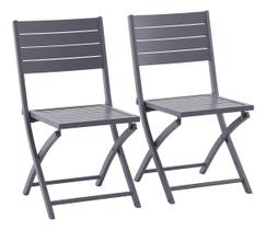 Conjunto De Jardim Aluminio Cinza Granito 2 Cadeiras