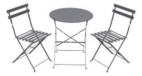 Conjunto De Jardim Cinza 3 Pecas Mesa E 2 Cadeiras
