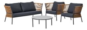 Conjunto De Jardim Cinza 4 Pecas Sofa Poltrona Mesa