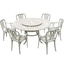 Conjunto de Jardim com Mesa Giratória e 6 Cadeiras Aluminio Fundido Modelo Fênix