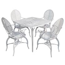 Conjunto de Jardim com Mesa Quadrada 4 Cadeiras Alumínio Fundido