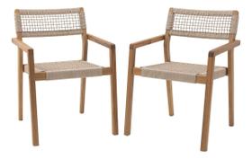 Conjunto De Jardim Madeira Acacia Mel 2 Pecas Cadeiras