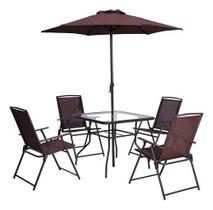 Conjunto De Jardim Marrom 6 Pecas Cadeiras Mesa E Ombrelone Conjunto De Jardim Marrom 6 Pecas Cadeiras Mesa E Ombrelone