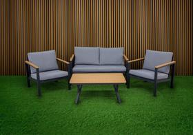 Conjunto de Jardim Mesa e Sofás Aluminio 4 Peças Madrid Cinza Fascino