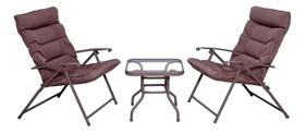 Conjunto De Jardim Metal 3 Pecas Mesa E Cadeira Taupe Conjunto De Jardim Metal 3 Pecas Mesa E Cadeira Taupe