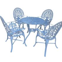 Conjunto De Jardim Modelo Palmeirão Mesa E 4 Cadeiras Branco