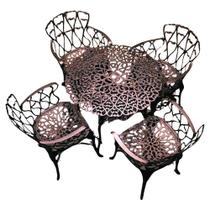 Conjunto De Jardim Modelo Viena Mesa E 4 Cadeiras Piscina Marrom