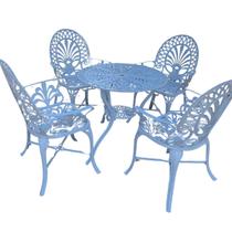 Conjunto de Jardim Palmeirão Mesa e 4 Cadeiras Alumínio Fundido