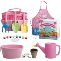 Conjunto de jardinagem Eurnhrn Kids, 11 unidades com pá, vaso de flores e avental Conjunto de jardinagem Eurnhrn Kids, 11 unidades com pá, vaso de flores e avental