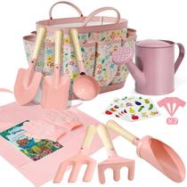 Conjunto de jardinagem Qtioucp Kids com sacola, regador e ferramentas