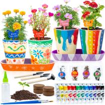 Conjunto de jardinagem RGBDOT Kids Paint & Plant com 4 vasos de 8 a 12 anos