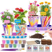 Conjunto de jardinagem Tekoly Paint & Plant Flower 4 em vasos de cerâmica Conjunto de jardinagem Tekoly Paint & Plant Flower 4 em vasos de cerâmica