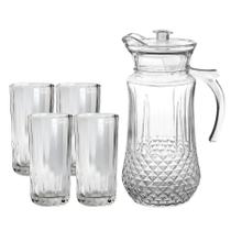 Conjunto De Jarra 1,4L Com 4 Copo Bilagio 300ml de Vidro Para Água Suco Conjunto De Jarra 1,4L Com 4 Copo Bilagio 300ml de Vidro Para Água Suco