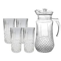 Conjunto De Jarra 1,4L Com 4 Copo Requinte 350ml de Vidro Para Água Suco