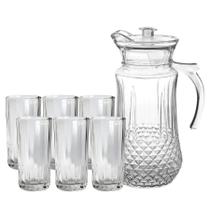 Conjunto De Jarra 1,4L Com 6 Copo Bilagio 300ml de Vidro Para Água Suco - CLICK HOUSE