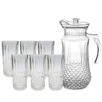 Conjunto De Jarra 1,4L Com 6 Copo Requinte 350ml de Vidro Para Água Suco