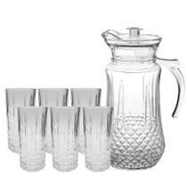 Conjunto De Jarra 1,4L Com 6 Copo Simetria 350ml de Vidro Para Água Suco Conjunto De Jarra 1,4L Com 6 Copo Simetria 350ml de Vidro Para Água Suco